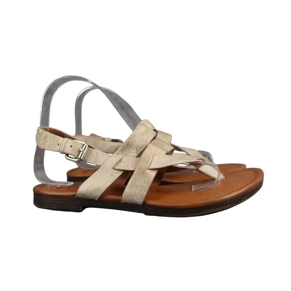 Sofft Shoes Womens 7.5 Sandals Fashion Leather Slingback Casual Bena Metallic